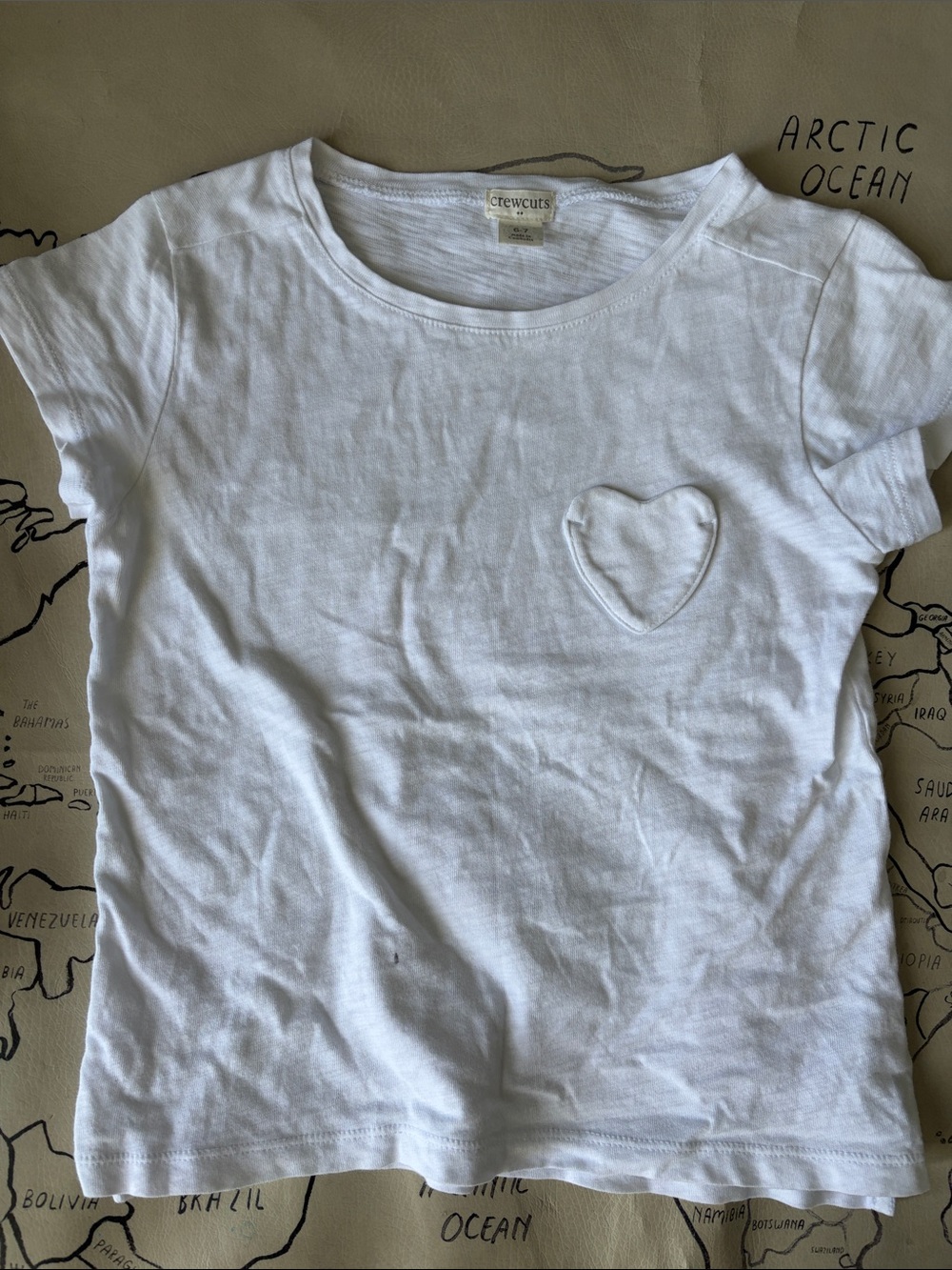 JCrew Crewcuts White Girls' Short Sleeve Tee with Heart Patch